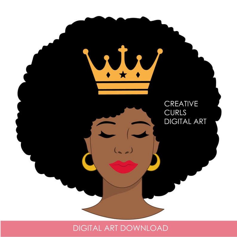 Download Afro Crown Black Woman Art Black Woman SVG Natural Hair | Etsy