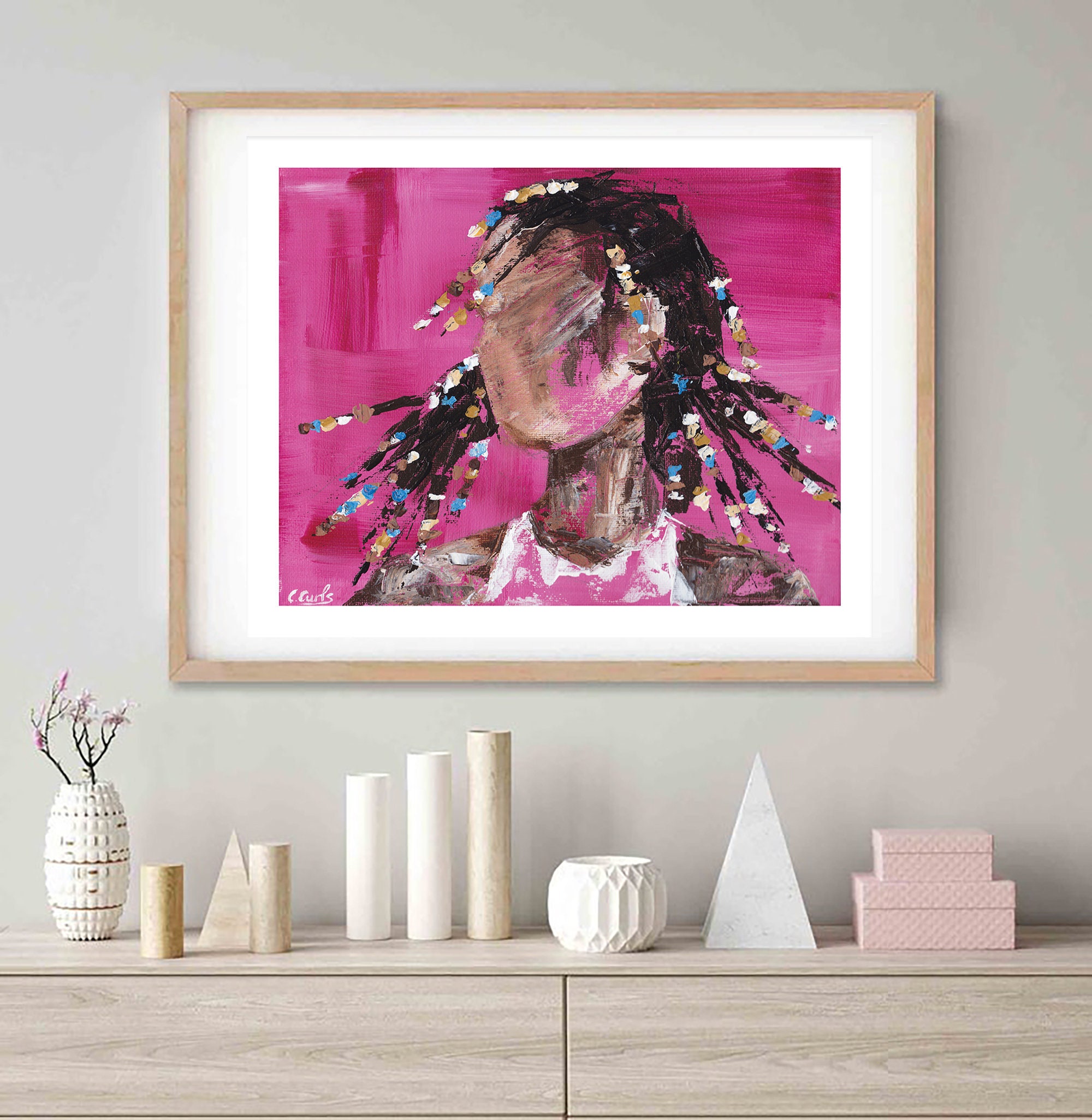 Braids Art Print, Braids Painting, Black Girl Art, Natural Hair Art, Afro Art, African American Art, Black African Art, Solange, UNFRAMED