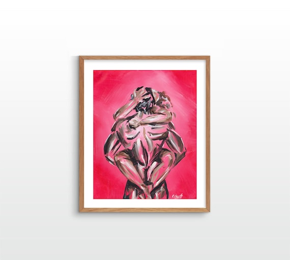 Desire: Black Couple Bedroom Wall Art | Black Love Romantic Art Print | Afrocentric Home Decor | Modern Black Art Bedroom | Melanin Wall Art