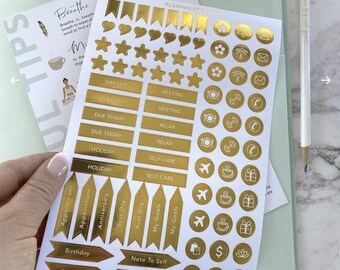 Gold Foil Stickers - Planner, journal, stickers for notes