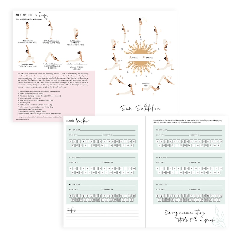 2023 Weekly Mindfulness Planner Navy Blue Floral Etsy