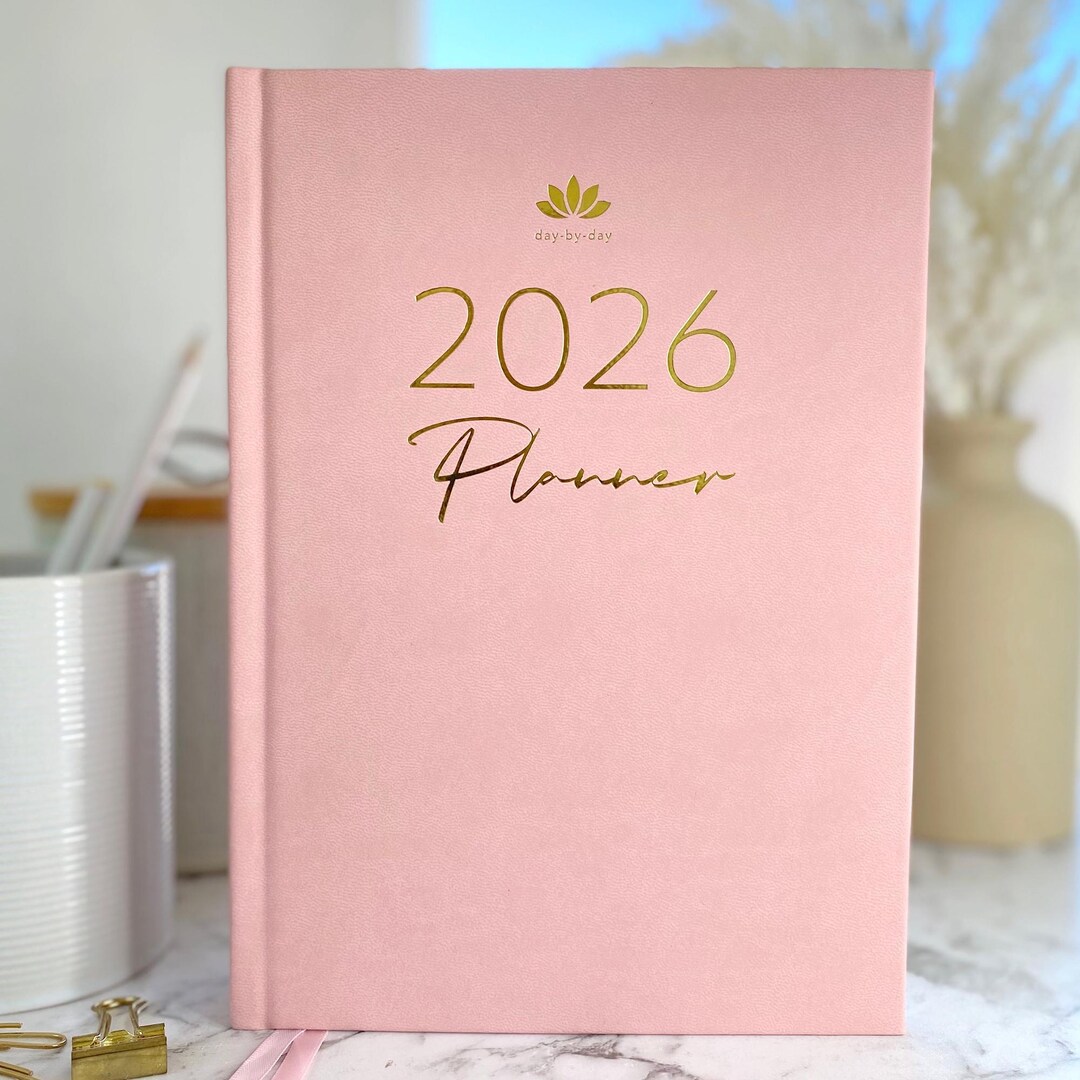 2026 Pink Daily Planner – A5 Day-to-page PU Leather, Personalized, Gold ...