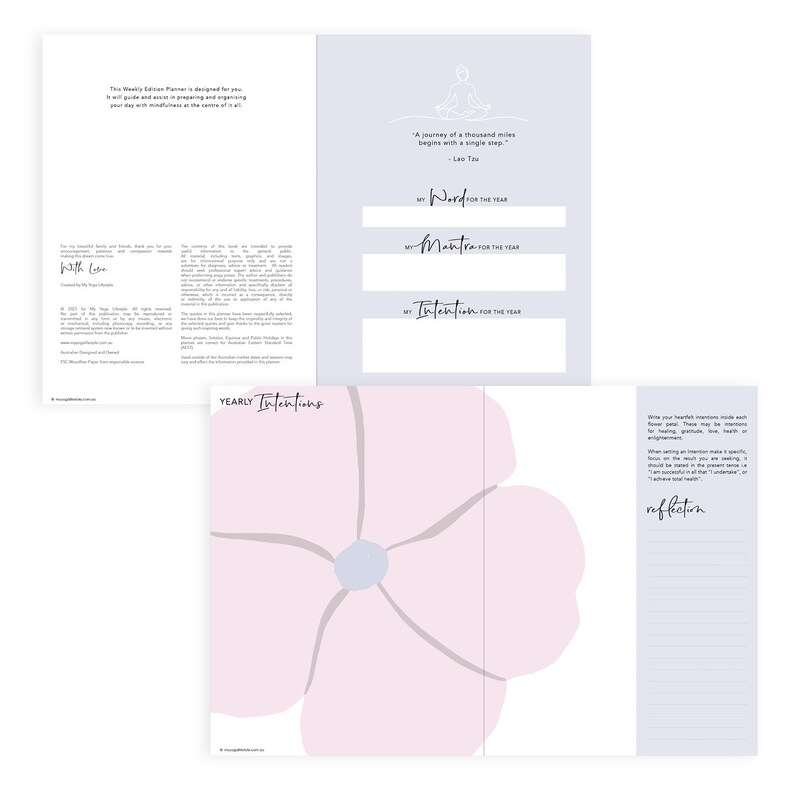 2023 Weekly Mindfulness Planner Navy Blue Floral Etsy