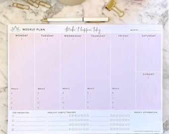 A4 Weekly Planner Notepad – Undated Tear-Off Pages