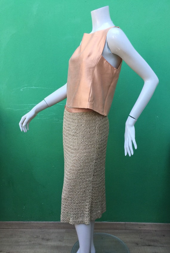 60s CROCHET NUDE SKIRT | Nude Crochet skirt| Vint… - image 4
