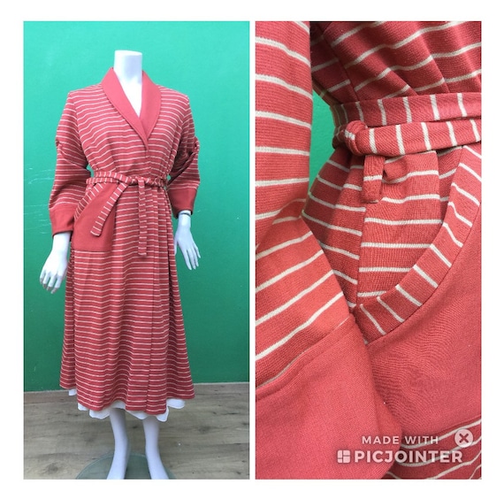 Striped dressing gown| Rust Striped dressing gown… - image 2