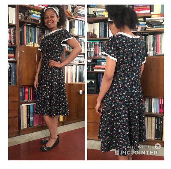 TAILORING- COTTON FLORAL dress. 50s Tailored vint… - image 6