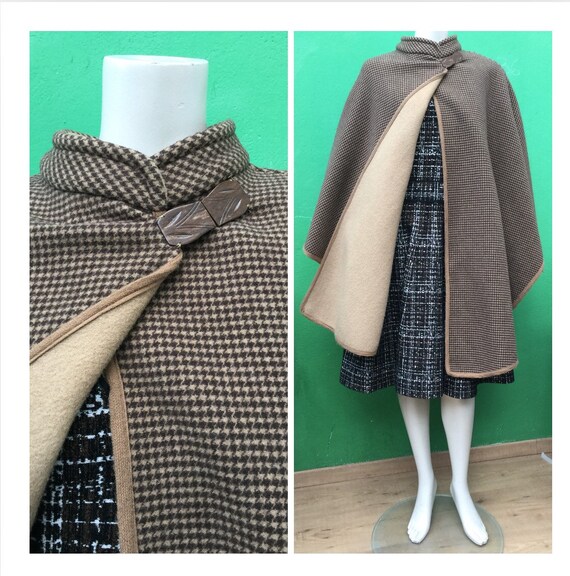 DOUBLE-FACE CAPE Camel Wool cape 70s cape Vintage