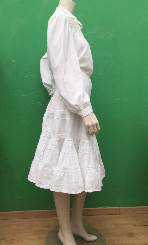A/1 WHITE COTTON SKIRT | Long flounced skirt| Whi… - image 4
