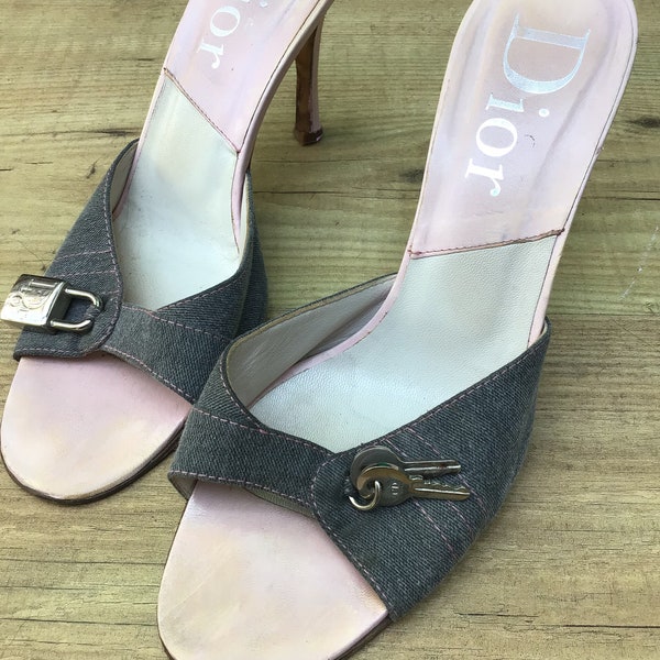 CHRISTIAN DIOR SABOT | Christian Dior Mules leather jeans | High heels mules Christian Dior | Vintage fashion Luxury Sabot