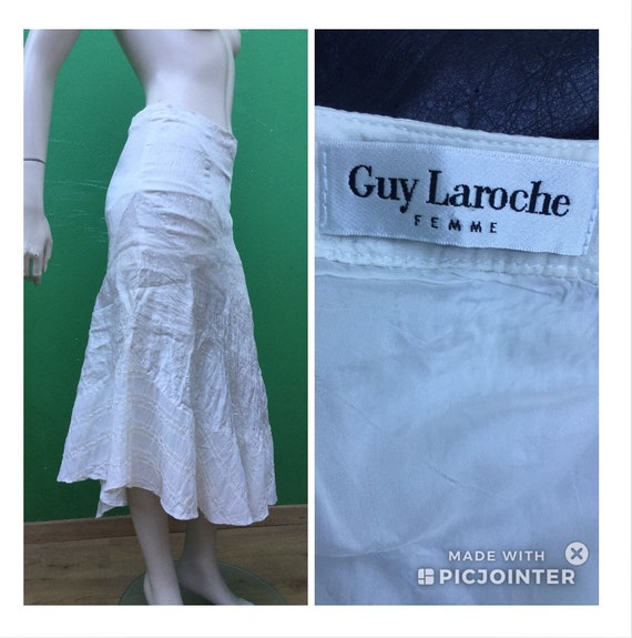 GUY LAROCHE SKIRT | Long White Silk asymmetrical … - image 5