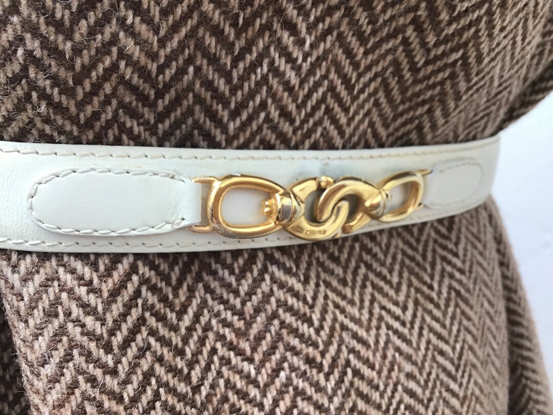 CELINE VINTAGE BELT| White Leather Belt | Women Vintage