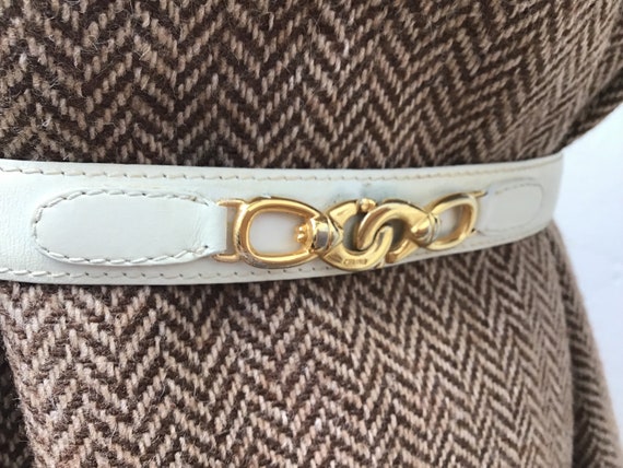 CELINE VINTAGE BELT| White Leather Belt | Women Vintage