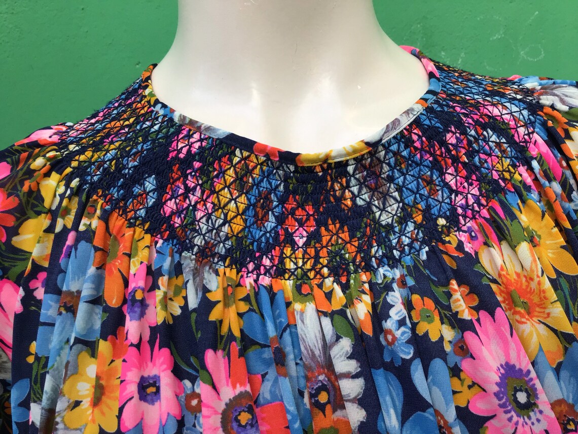 FLORAL VINTAGE DRESS| Vintage Floral dress| Tailored vintage dress| Fashion vintage dress| Handmade vintage Dress| mini Floral vintage Dress, foto 2 di 5