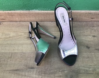 Miu Miu 1998 SS Cow Pony Fur Block Heels - Etsy