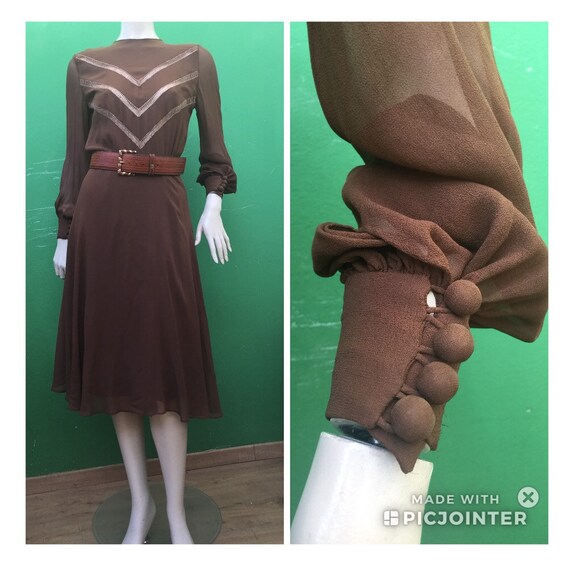 BROWN SILK SARTORIALE Dress Handmade Silk dress Fa