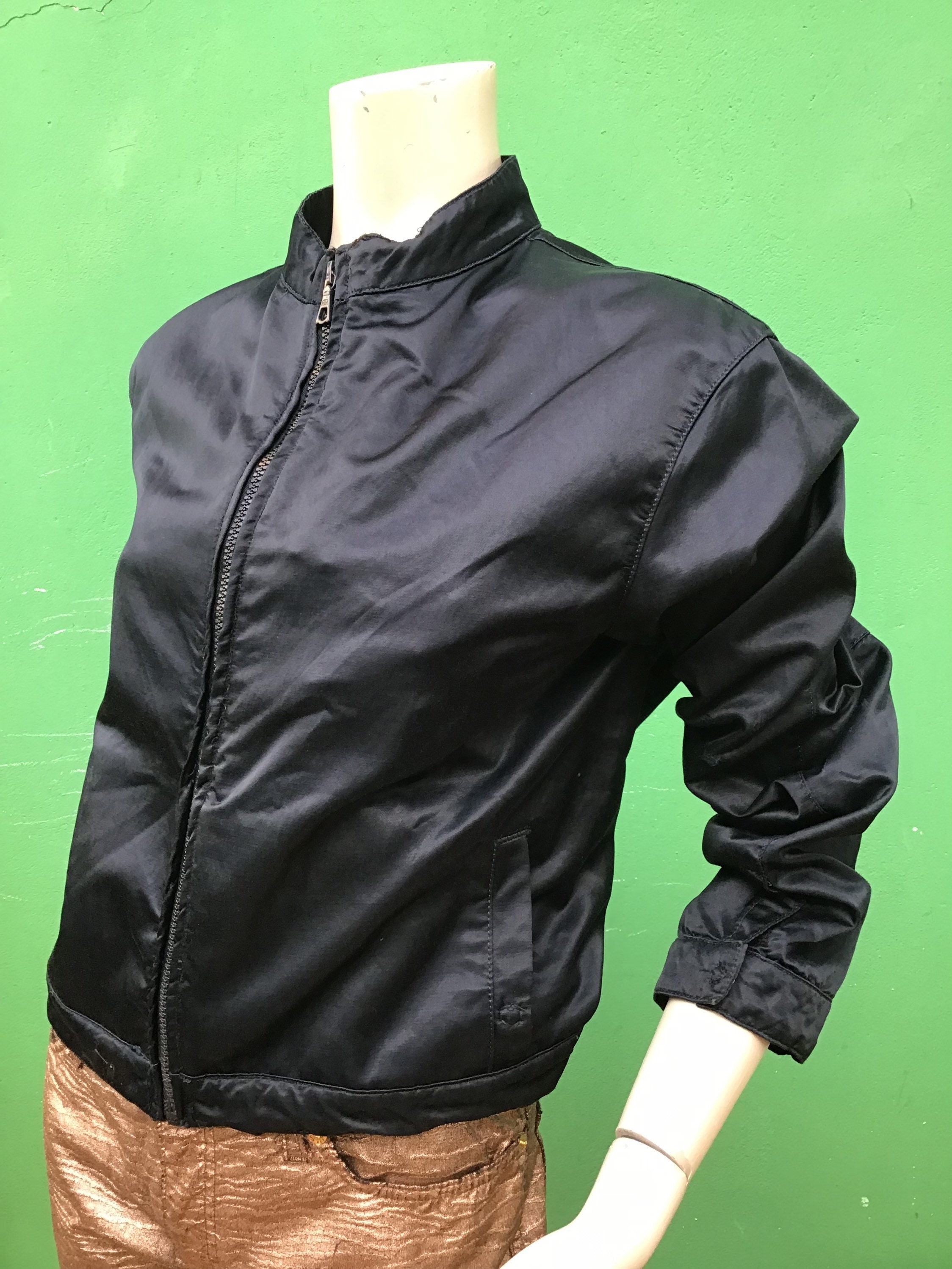VINTAGE ARMANI JEANS Jacket| Armani Satin Navy Bomber VINTAGE ARMANI JEANS Jacket| Armani Satin Navy Bomber