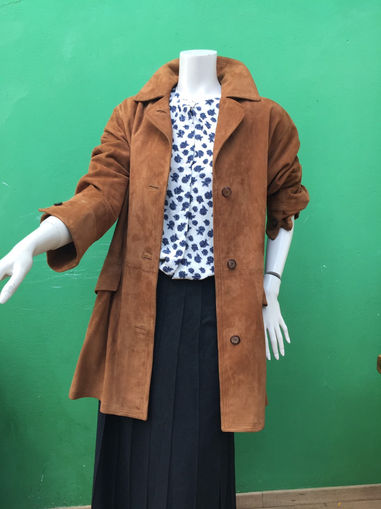 Vintage-long Suede Jacket |suede Brown Reindeer Jacket