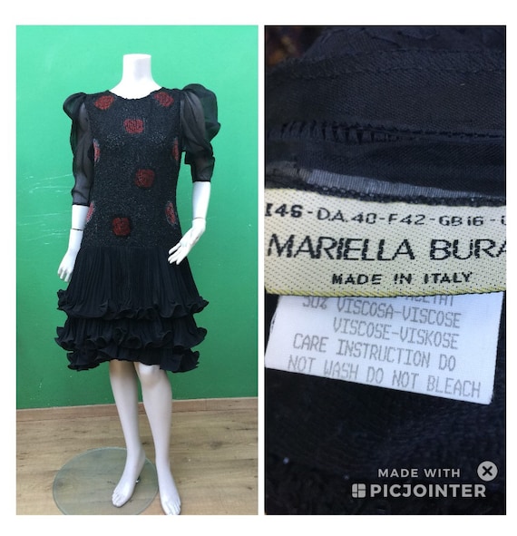 EMBROIDERY SILK DRESS | Mariella Bura Puff sleeve… - image 2