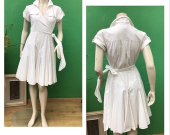 a/1 COTTON VINTAGE DRESS |Fashion 90s dress | Fashion vintage girl | White cotton dress| Fashionable vintage dress| Safari white dress