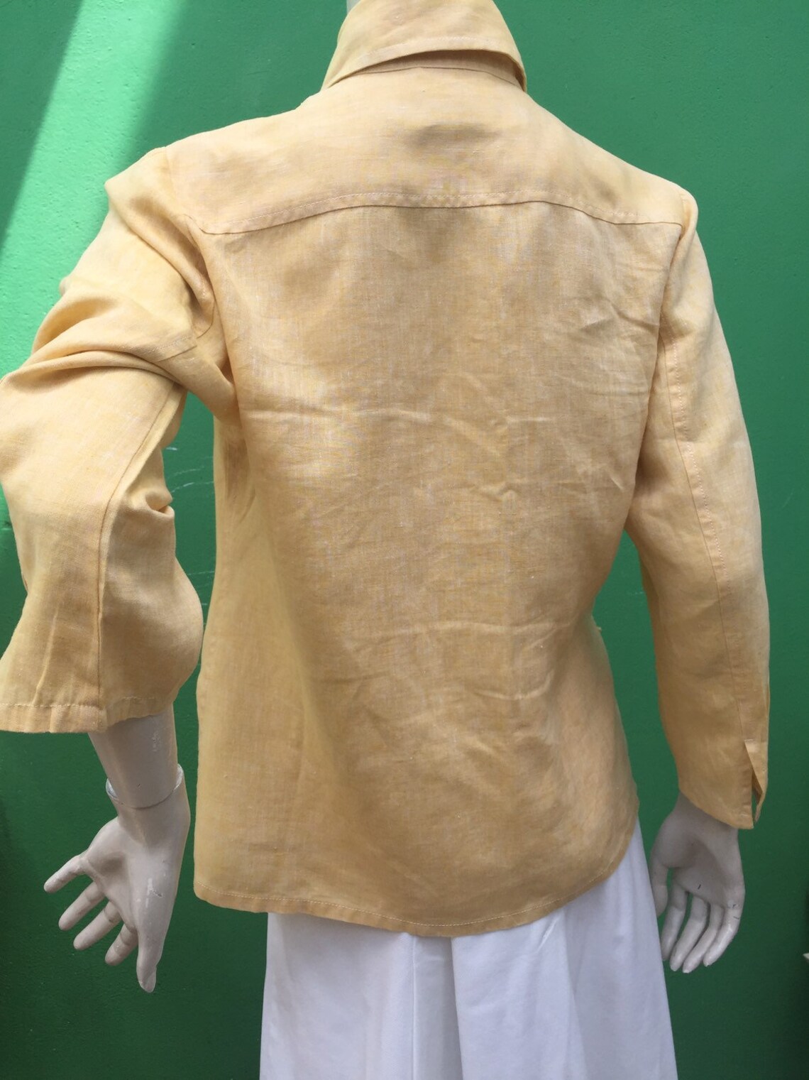 SAFARI LINEN JACKET| Vintage Blazer linen| Fashion Giallo senape Jacket| Linen safari Vintage jacket| Vintage Safari Jacket| Fashion vintage, foto 4 di 5