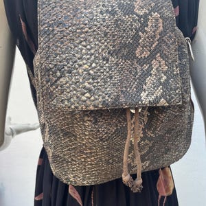 OLIVER EMBOSSED BACKPACK | Vegan Leather backpack| 90s vintage backpack| Fashion embossed python backpack| original backpack design| Luxury