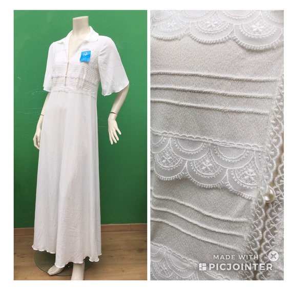DEADSTOCK Long NIGHT SHIRT Vintage White dress in