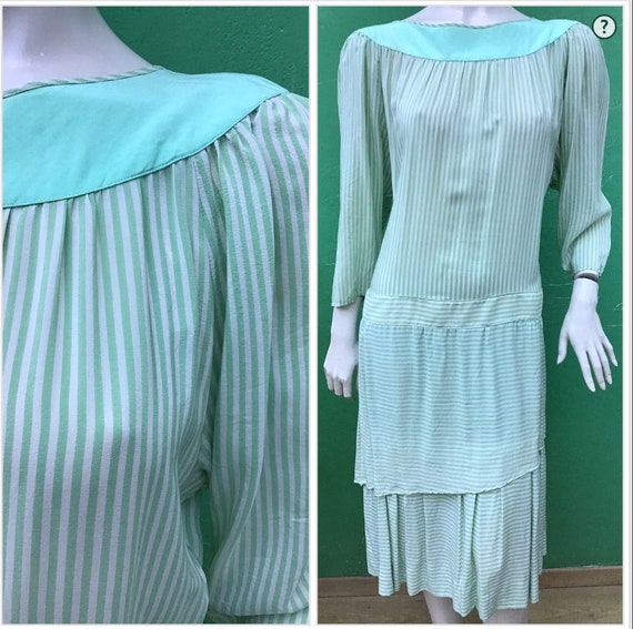 VINTAGE-STRIPED SILK Dress| Aspesi Vintage Dress … - image 3