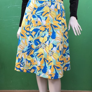 I BLUES COTTON Saia de algodão floral | Saia de algodão da moda | Saia de algodão floral | Lona Nido d'ape | Saia floral de lona | Saia vintage da moda