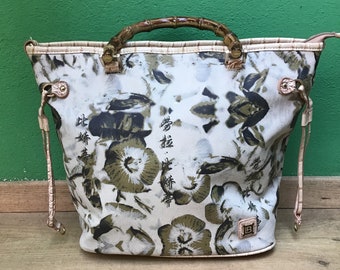 a/1 RENATO BALESTRA VINTAGE Handbag | Vintage bamboo shopper bag | Fashion vintage leather bag| Vintage leather shopper handbag