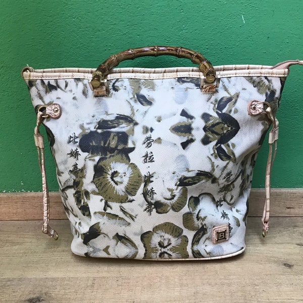 a/1 RENATO BALESTRA VINTAGE Handbag | Vintage bamboo shopper bag | Fashion vintage leather bag| Vintage leather shopper handbag