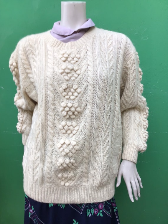A 1 WOOL KNITTED SWEARTER natural Wool Sweater Fashion Vintage Knitted Sweater Natural Wool Sweater Knotted Sweater Etsy