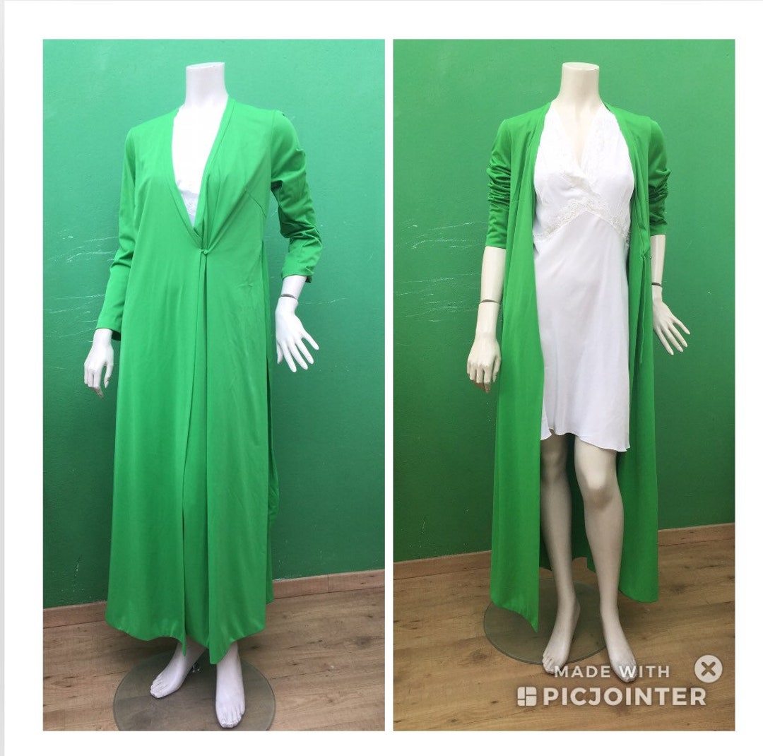 VINTAGE DRESSING GOWN 70s Long Dressing Gown Green Etsy