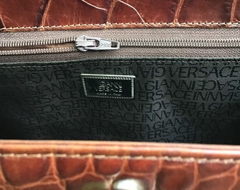 GIANNI VERSACE ブラウン ハンドバッグ Authentic Gianni Versace Vintage XL Hobo Brown Tan Leather