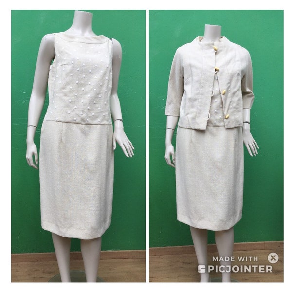 ENSEMBLE DE BRODERIE VINTAGE DES ANNÉES 30| Robe vintage en coton | Ensemble sur mesure| Toile naturelle | Fait main | Ensemble brodé| Robe faite à la main