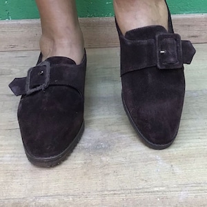 TRUSSARDI SUEDE LOAFERS Vintage | Trussardi Deadstock Loafers | Brown leather suede Loafers | 37 Suede Loafers | Trussardi vintage Shoes