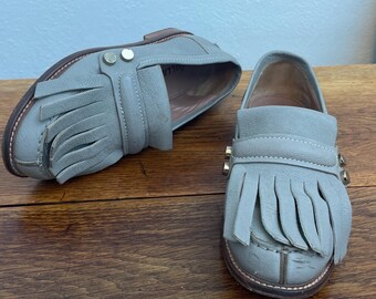 GRAY LEATHER LOAFERS| Pollini leather Loafer|Fashion vintage 90s Moccasins| Vintage leather loafers| Vintage Made in Italy| Leather Shoes