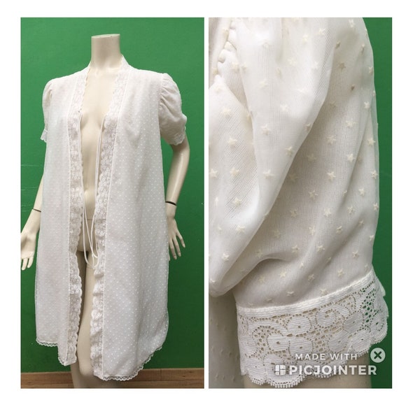 VINTAGE ROBE Robe with stars Dressing Gown | White