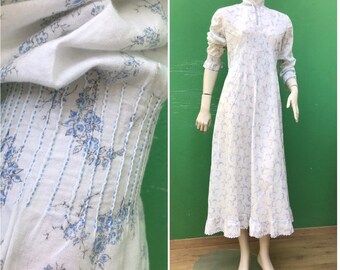 Robe PRAIRIE EN COTON VINTAGE | Robe longue en coton Prairie | Robe en coton brodé| Robe en coton vintage faite à la main