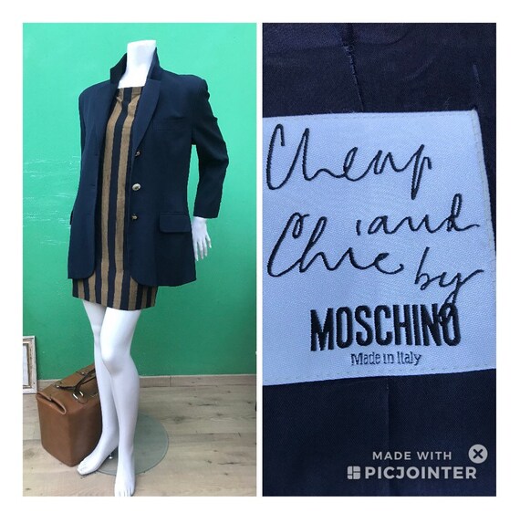 MOSCHINO WOOL JACKET | 90s Moschino Navy Jacket |