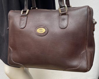 f/1 GUCCI VINTAGE TASCHE | Vintage Mode Gucci Handtasche | Leder Mode Vintage Handtasche | Gucci Vintage Koffer | Braunes Leder Topcase