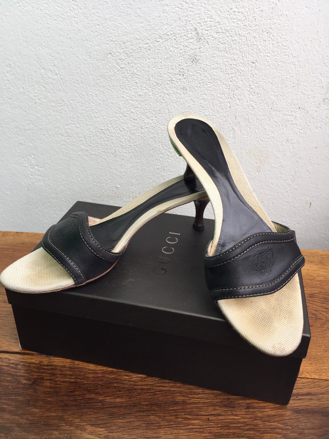 Gucci Shoes Sabot Simil Gucci Gucci Green Leather GG Marmont Block