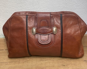 LEATHER VINTAGE POUCH| Big Leather Fashion Pochette|Rare vintage Leather tan pouch | Vachetta leather pouch| Brown Leather vintage pouch
