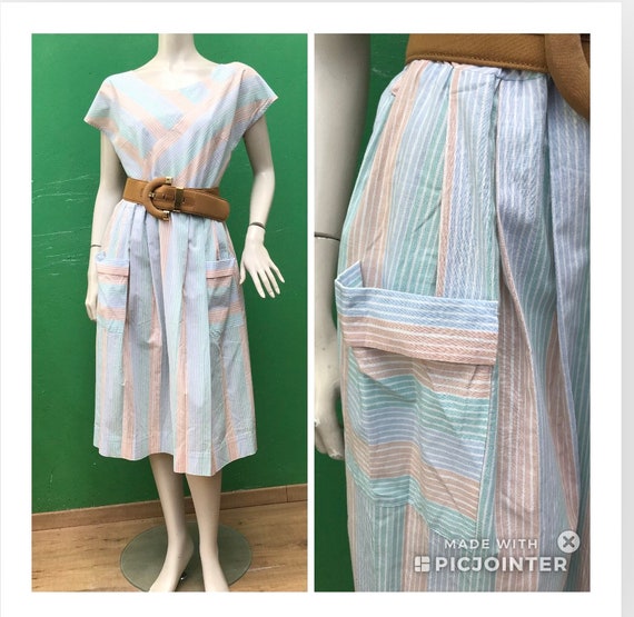 A/1 VINTAGE COTTON DRESS Striped cotton dress Tail