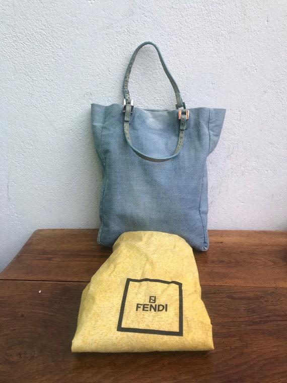 VINTAGE SHOPPER BAG- Blue jeans Handbag | Fendi vi