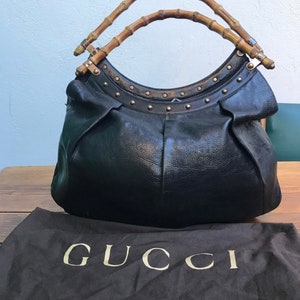GUCCI LEATHER BAMBOO Shoulderbag| Rare vintage Gucci|Gucci Bamboo/ leather Handbag| Fashion Black leather bag Gucci | Leather fashion girl|