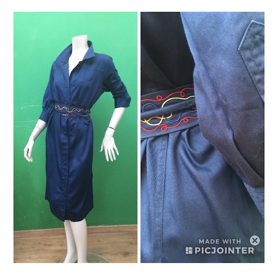 CHEMISIER COTTON DRESS Vintage Dress Blue chemisie