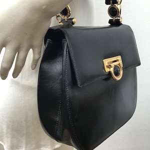 GIANNI VERSACE LEATHER bag| Black leather luxury shoulderbag| Vintage leather bag|Rare Vintage Versace|Fashion Luxury vintage| Versace Bag