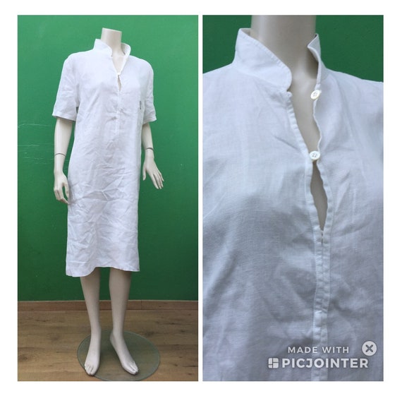 LINEN WHITE DRESS | Long white linen dress | Small