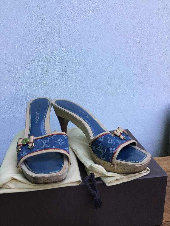 Louis Vuitton Blue Leather And Monogram Denim Fabric Ocean Sandal